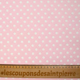 Coton imprimé pois 8mm fond rose layette