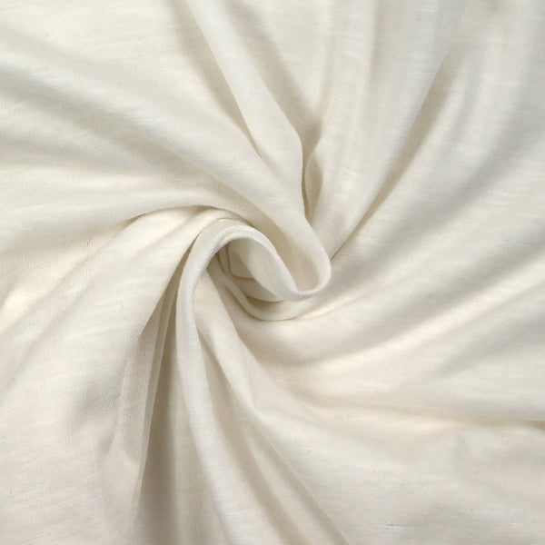 Jersey de coton fin flammé blanc cassé