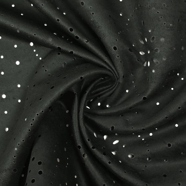 Suédine perforée trèfle noir
