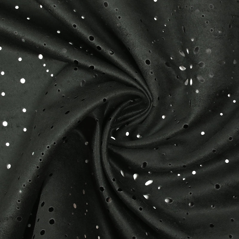 Suédine perforée trèfle noir