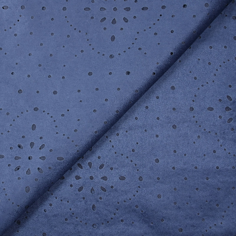 Suédine perforée trèfle bleu