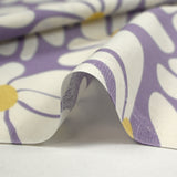 Coton imprimé flower rétro fond lilas