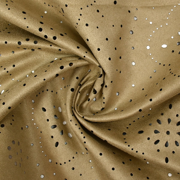 Suédine perforée trèfle beige