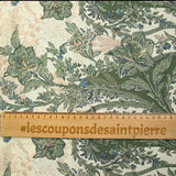 Crêpe fin imprimé paisley kaki fond écru