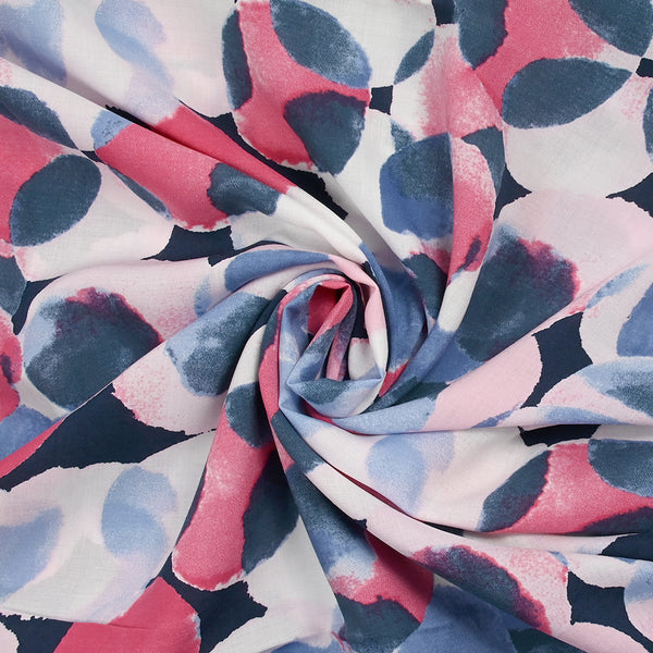 Viscose sail printed raspberry and blue optical circle