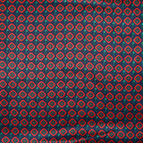 Silk satin printed naples red diamonds background marine