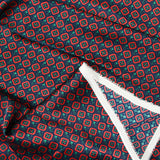 Silk satin printed naples red diamonds background marine