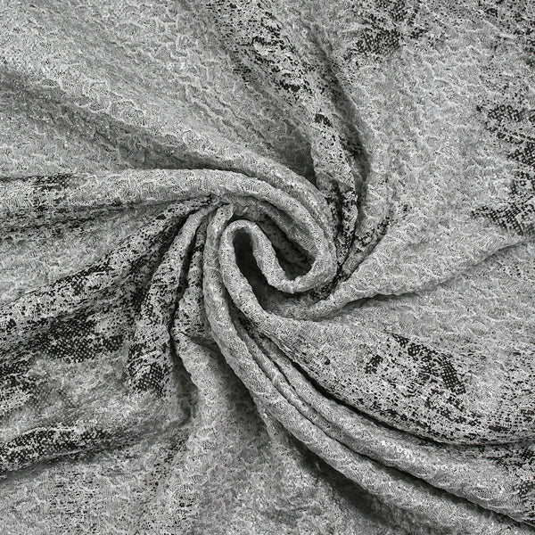 Maille texturée imprimée parcours gris fond gris