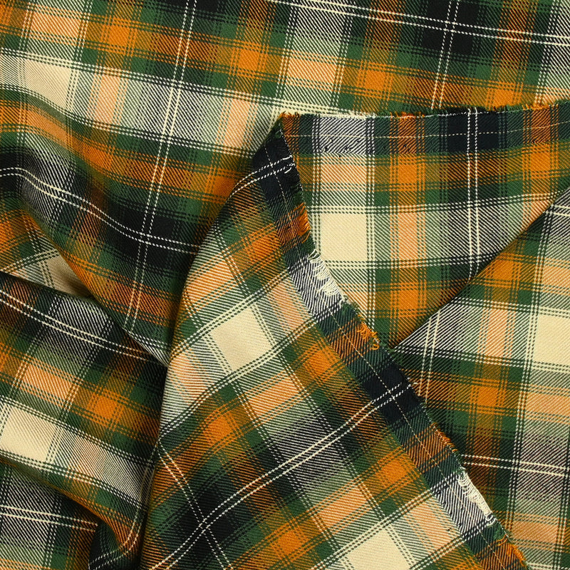 Twill de viscose tartan vert et camel