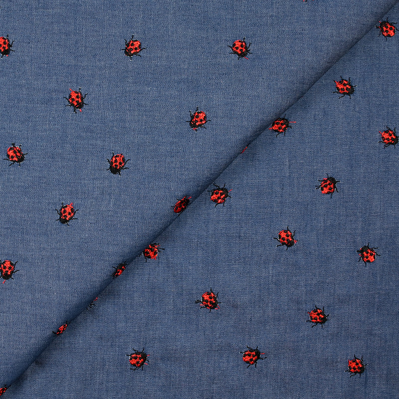Cotton cotton chambray ladybug