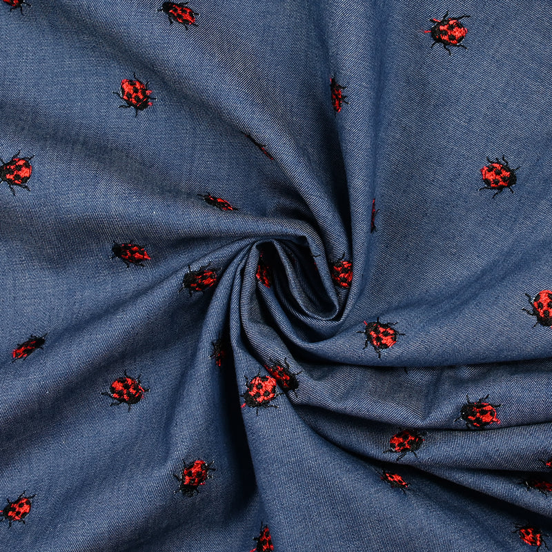 Cotton cotton chambray ladybug
