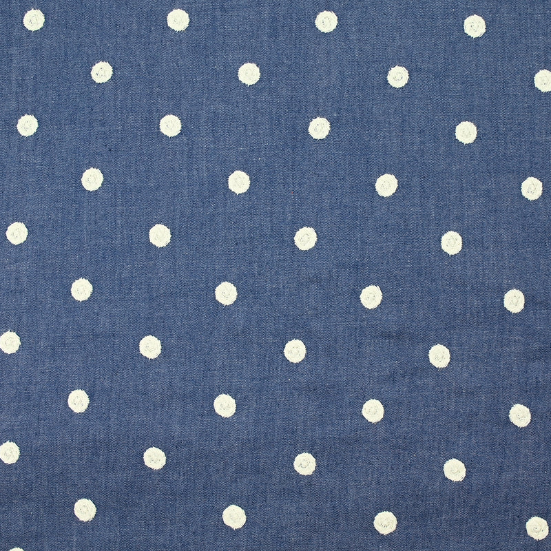 Botón de flores bordados de algodón Chambray