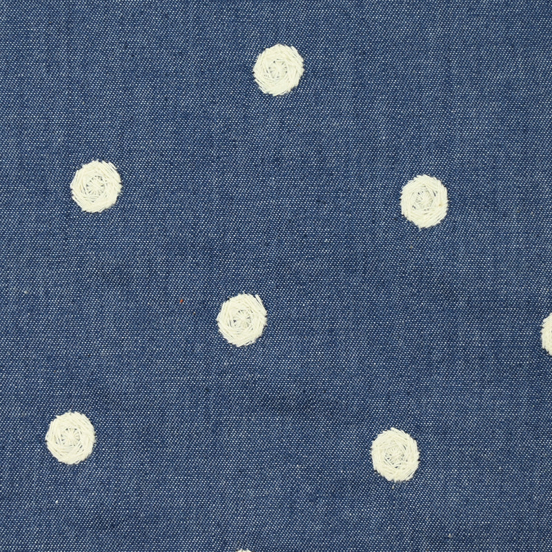 Botón de flores bordados de algodón Chambray