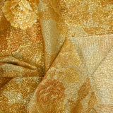 Maille polyester lamé fleurs sauvage doré