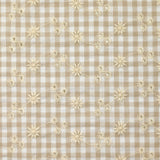 Cotton Vichy Seersucker embroidered Grège background