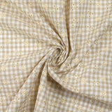 Cotton Vichy Seersucker embroidered Grège background
