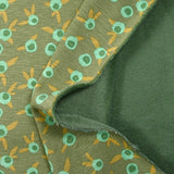 Summer buds soft toy sweatshirt in water green and ocher khaki background