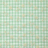 Coton Vichy seersucker brodé fond vert pastel