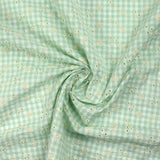 Coton Vichy seersucker brodé fond vert pastel