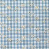 Cotton Vichy Seersucker embroidered blue sky background