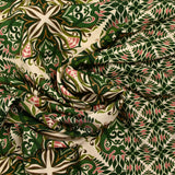 Viscose imprimée mandala botanique vert fond écru
