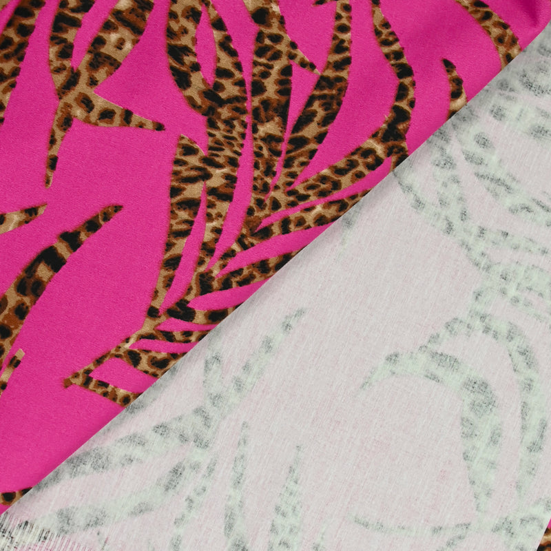 Cotton satin elastane -leaf pink leaf