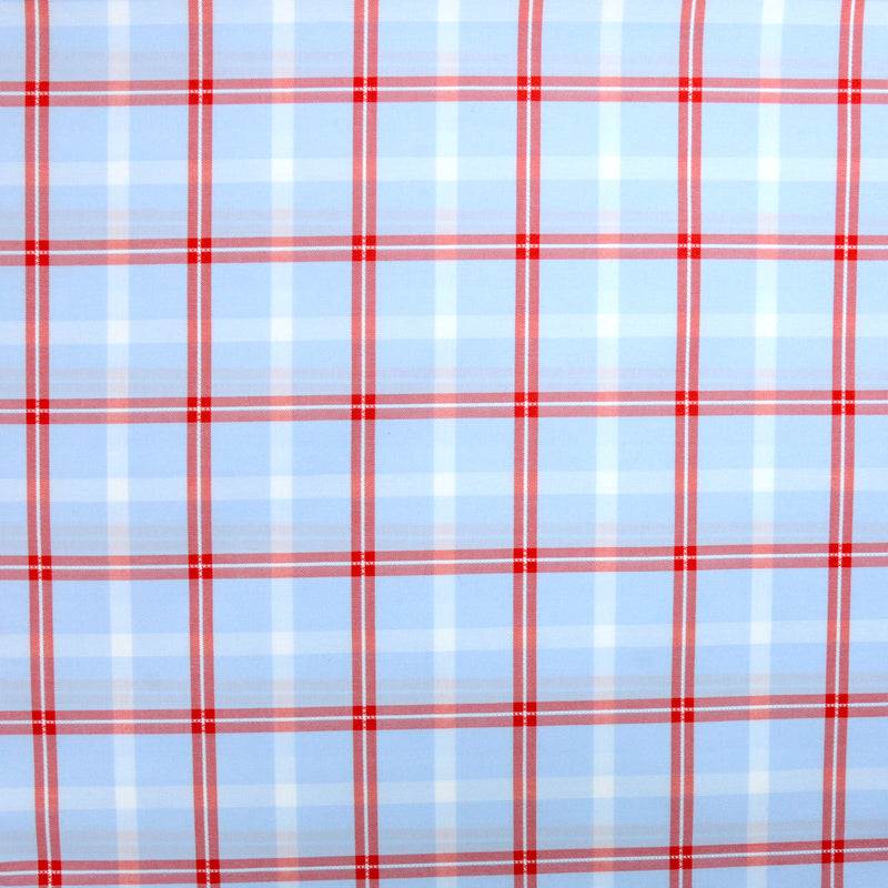 Coton chemise à carreaux ciel et rouge