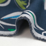 Sweatshirt with blue and green flowers on navy background