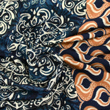 Viscose imprimée ikat baroque marine