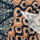 Viscose imprimée ikat baroque marine