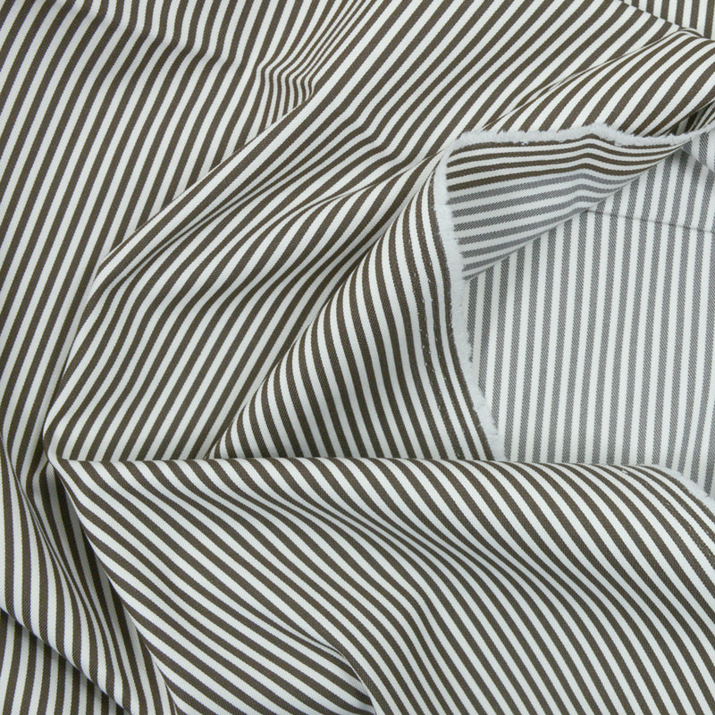 Coton chemise rayé marron et blanc