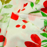 Viscose imprimée fleurs rouge fond écru