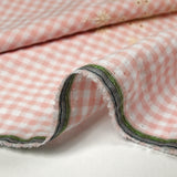 Cotton Vichy embroidered pastel pink background