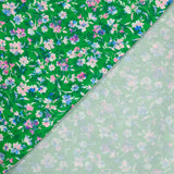 Microfibre imprimée polyester fleurs fond vert