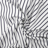 Coton imprimé rayé Dimy bleu nuit fond blanc