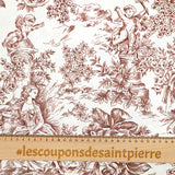 Coton imprimé toile de jouy marron