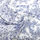 Coton imprimé toile de jouy bleu