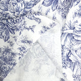 Coton imprimé toile de jouy bleu