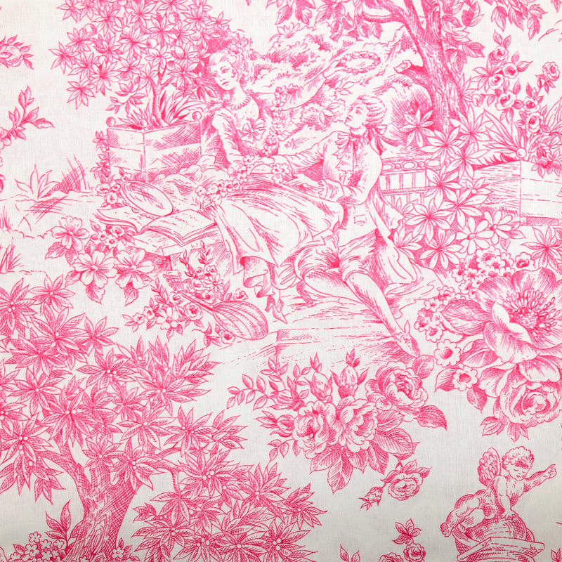 Coton imprimé toile de jouy rose