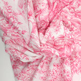 Coton imprimé toile de jouy rose