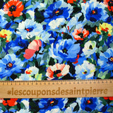 Viscose imprimée impressionniste bleu