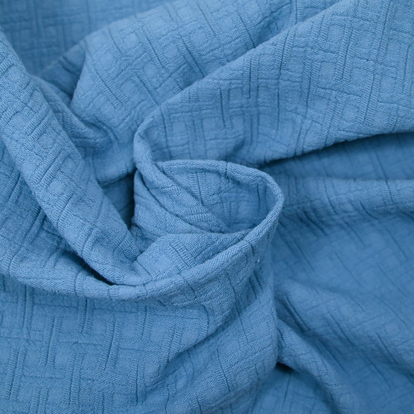 Jacquard de coton à carreaux bleu