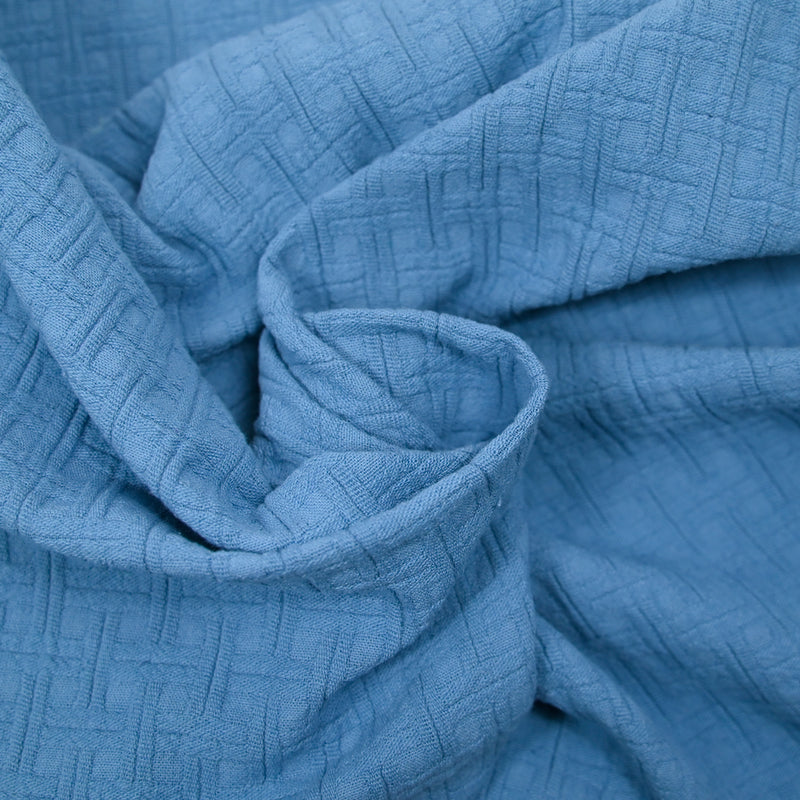 Jacquard de coton à carreaux bleu