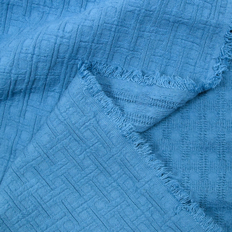 Jacquard de coton à carreaux bleu