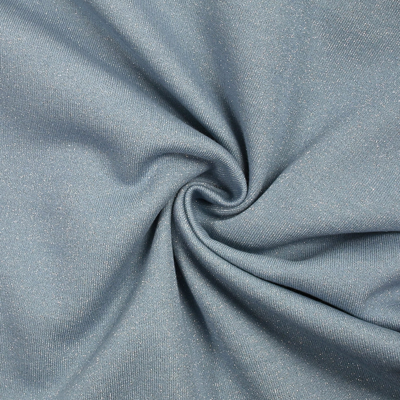 Sweat minkee épais Lurex bleu ciel