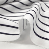 Coton imprimé rayé Dimy bleu nuit fond blanc