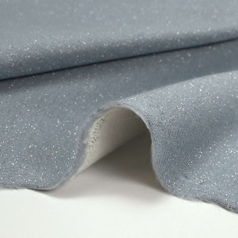 Sweat minkee épais Lurex bleu ciel