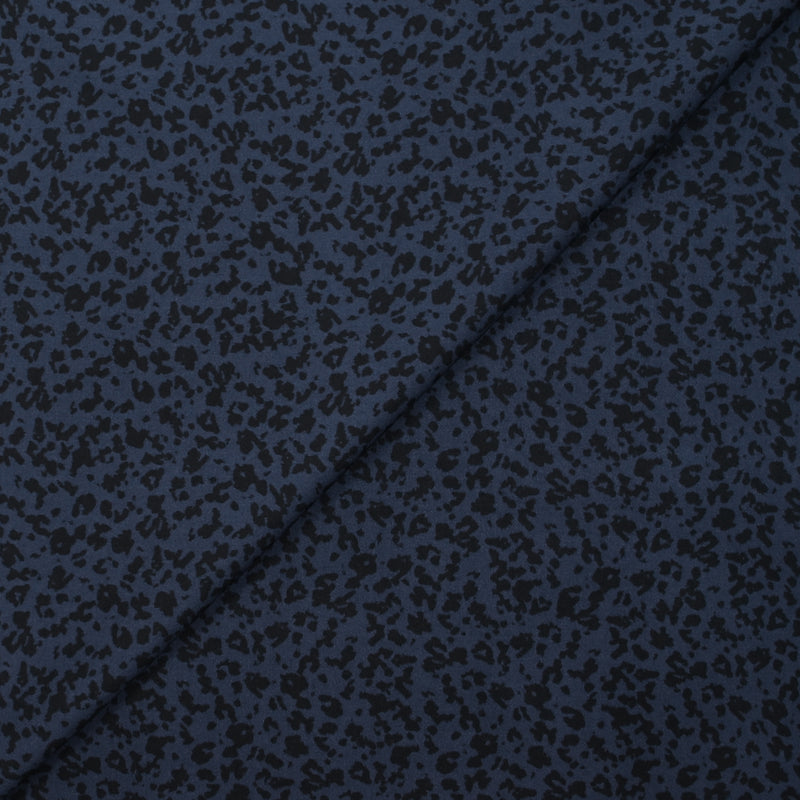 Satin de viscose imprimé mini léopard fond marine