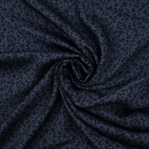 Satin de viscose imprimé mini léopard fond marine