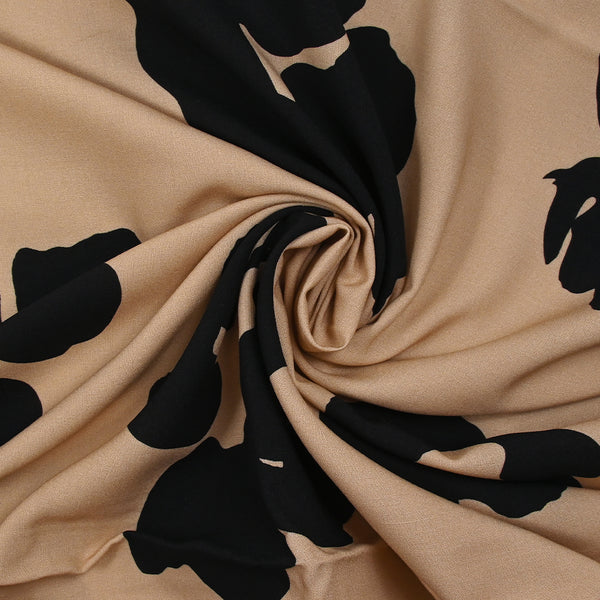 Viscose imprimée tache de fleurs fond beige
